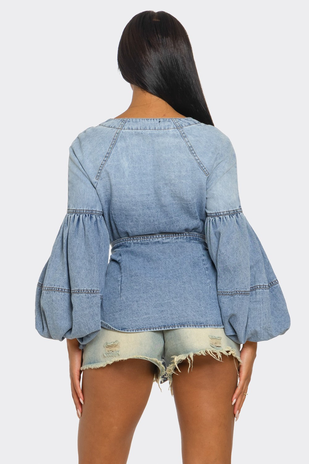 Delia Denim Puff Sleeve Top