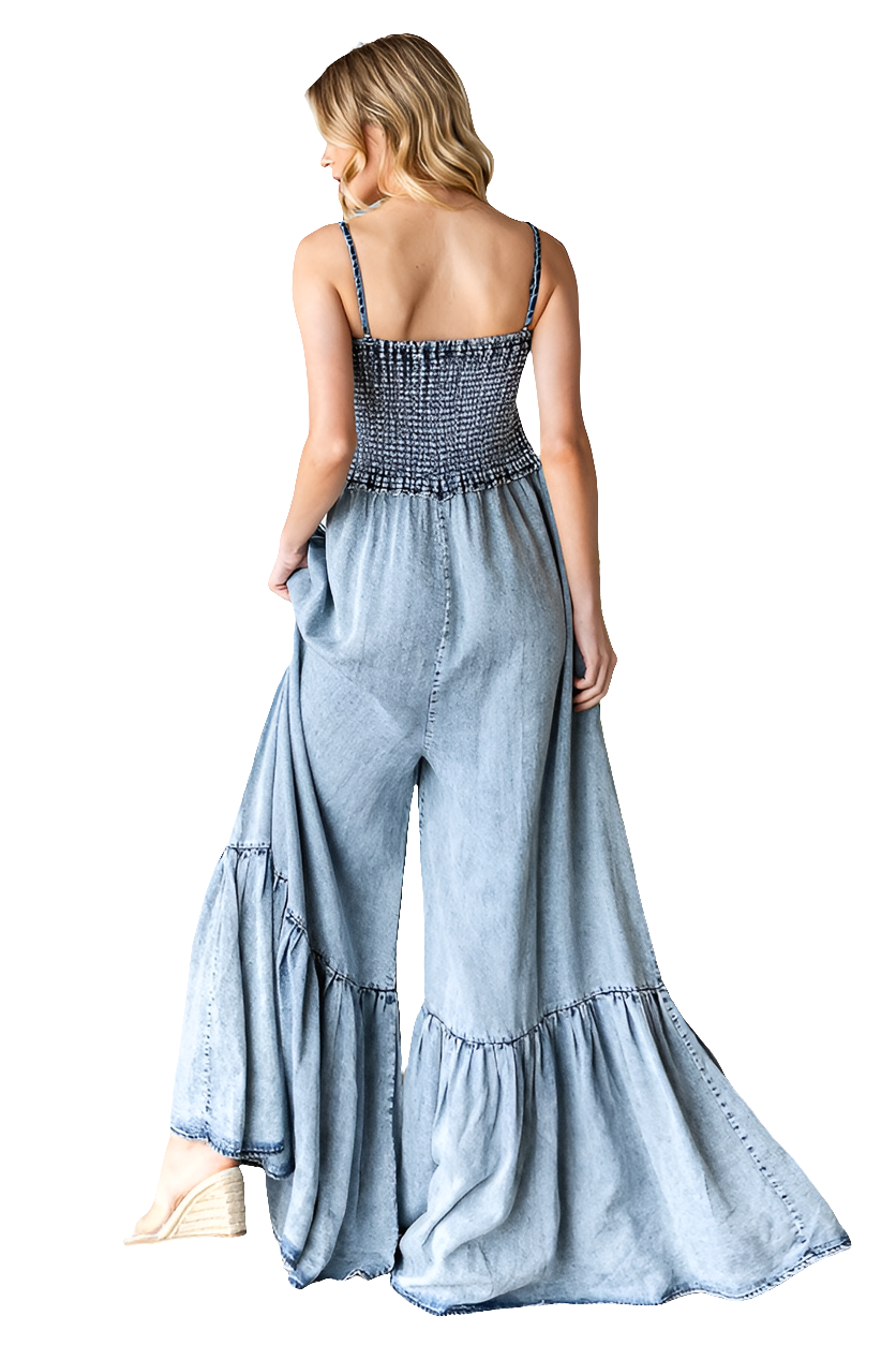 Denim Wide Leg Romper
