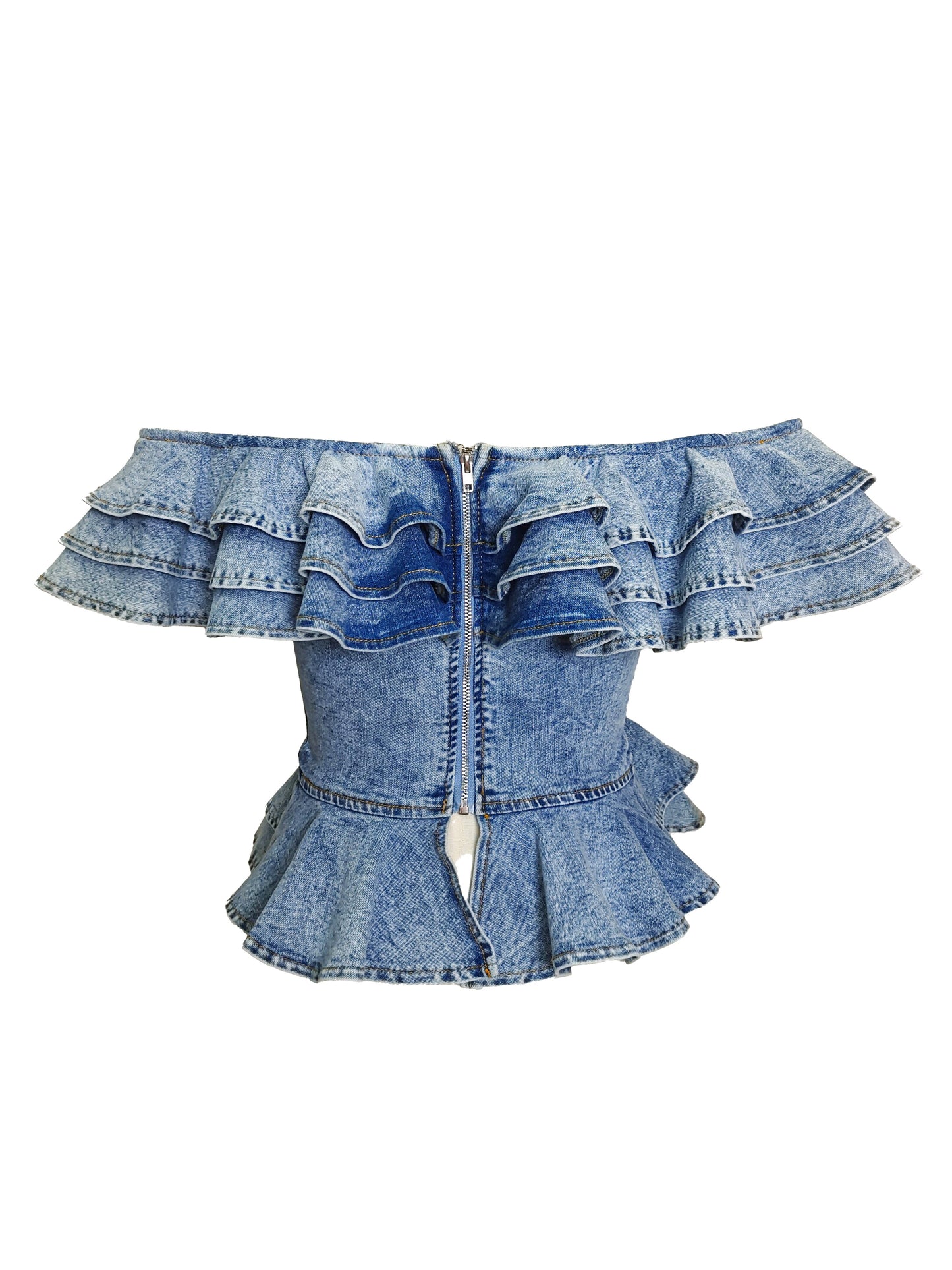 Denim Couture Ruffle Corset