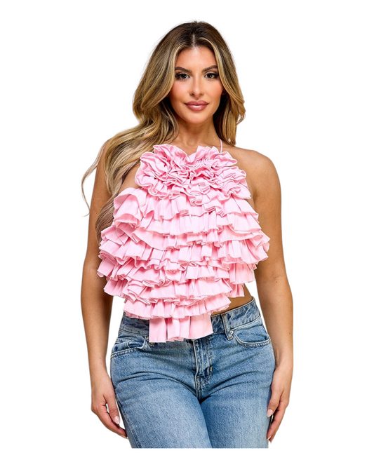 Rhianna Ruffle Top * available color is Black*