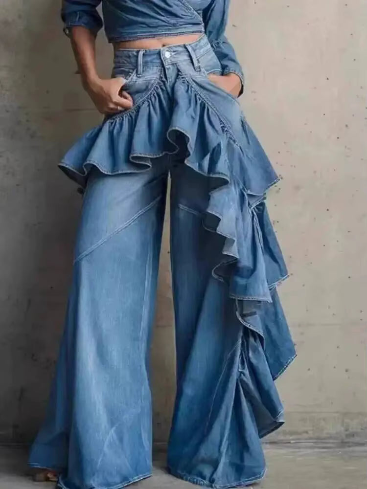 Ruffle My Denim Wide Leg Jeans *Preorder* ETA 10/12