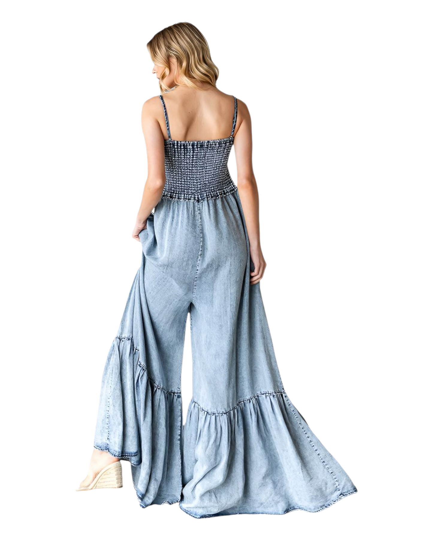 Denim Wide Leg Romper