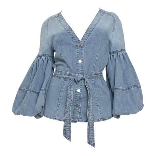 Delia Denim Puff Sleeve Top