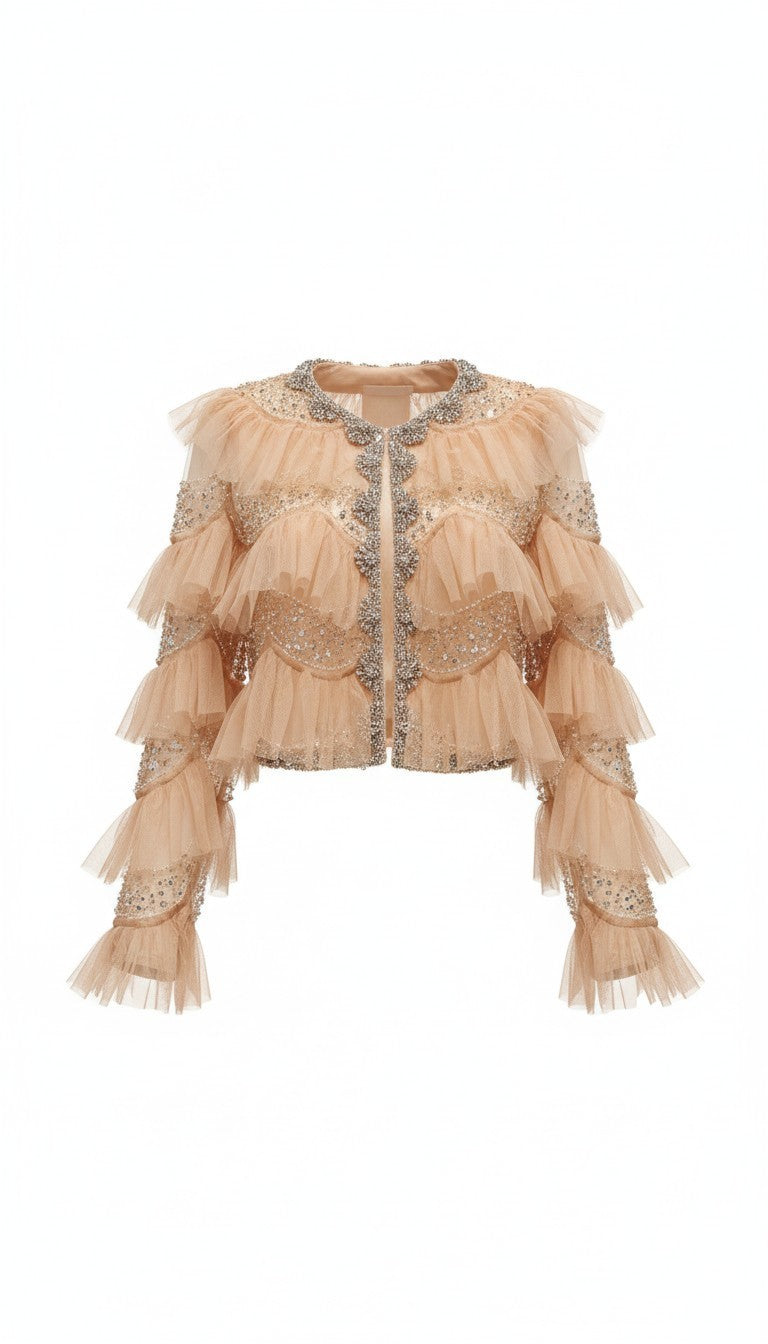 Holiday Hearts Rhinestone Ruffle Jacket *Preorder* ETA 10/14