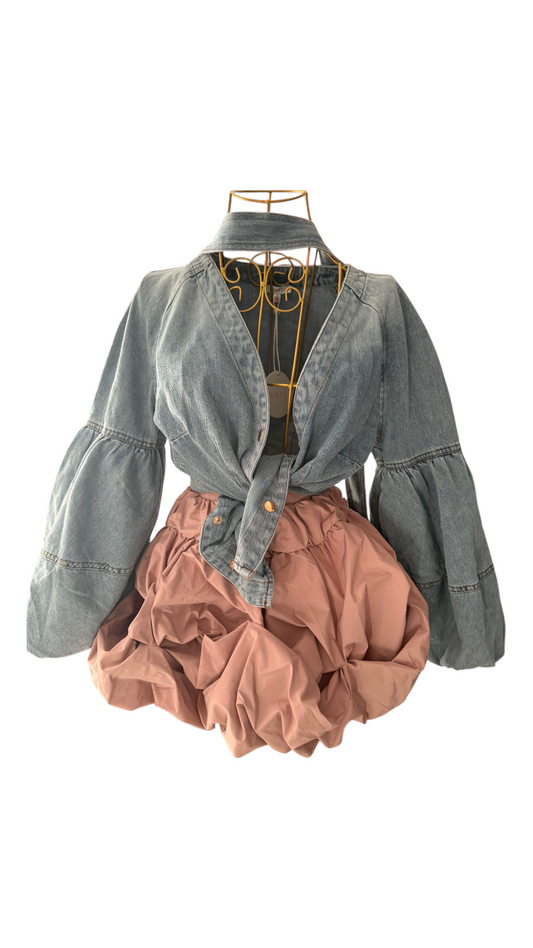 Delia Denim Puff Sleeve Top