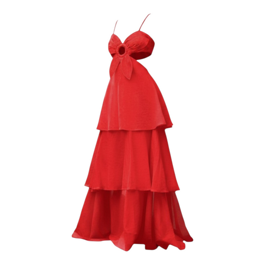 Floral Story Cut Out Linen Maxi